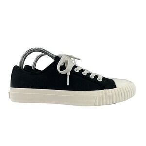 Bata Black Canvas Sneakers Retro Y2K Normcore Casual Streetwear‎ Old School 7.5